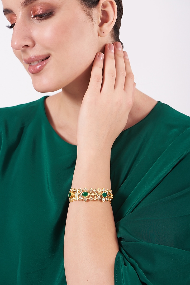 Gold Plated Kundan Polki Bangle by Kiara at Pernia's Pop Up Shop