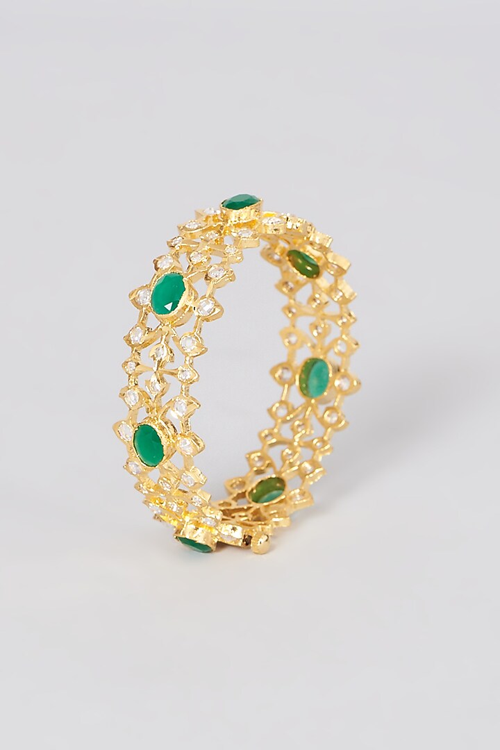 Gold Plated Kundan Polki Bangle by Kiara at Pernia's Pop Up Shop