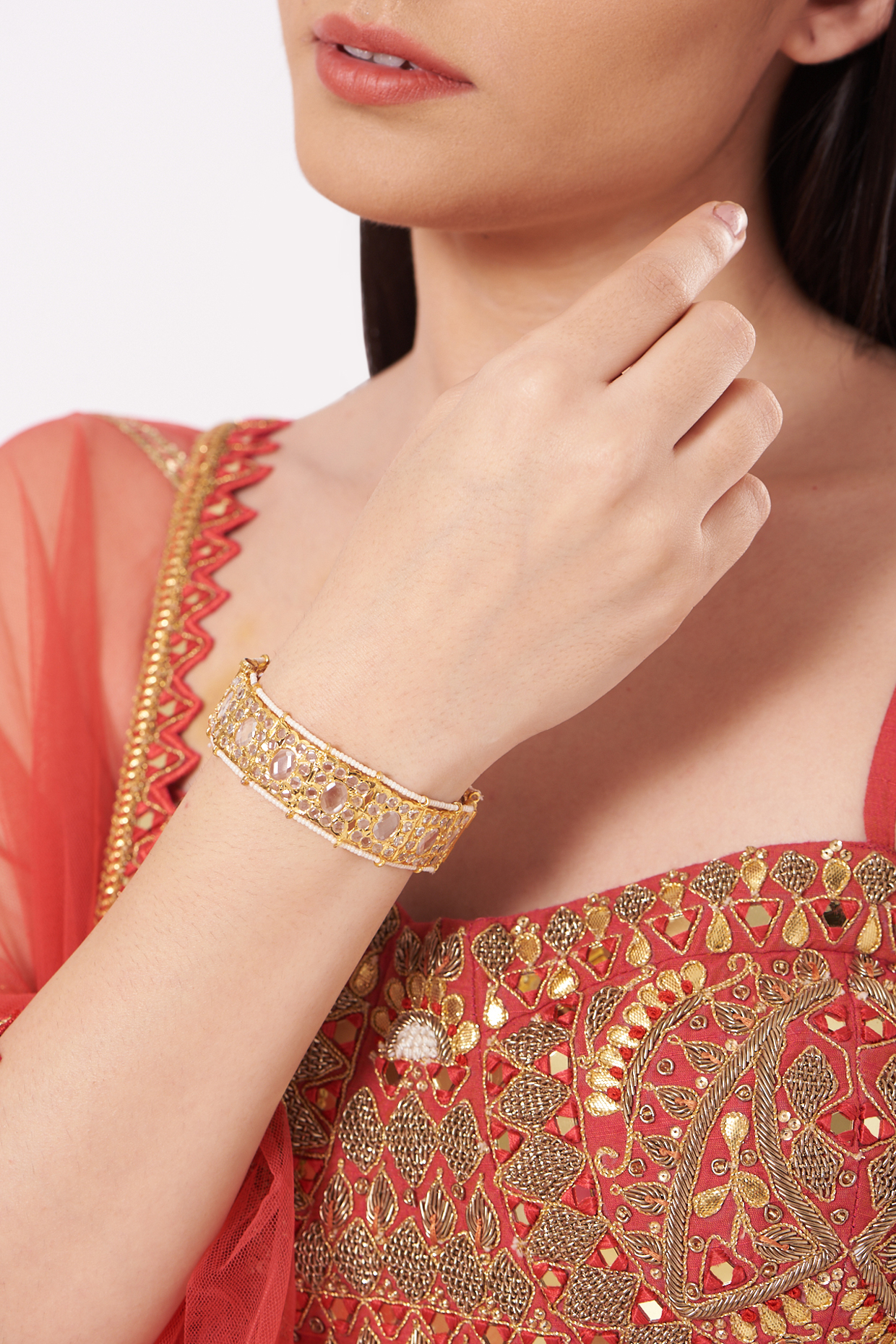 Gold Plated Bangle With Pearls by Kiara at Pernia's Pop Up Shop