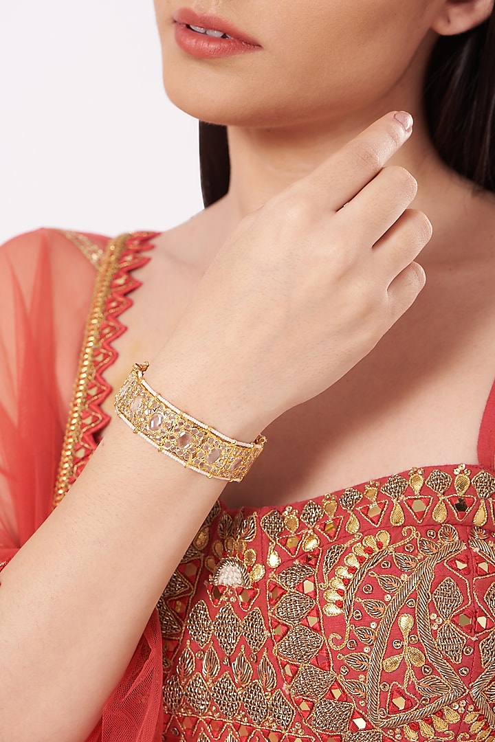 Gold Plated Bangle With Pearls by Kiara at Pernia's Pop Up Shop