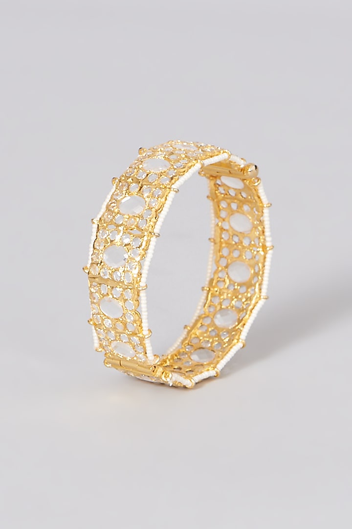 Gold Plated Bangle With Pearls by Kiara at Pernia's Pop Up Shop