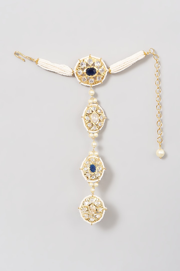 Gold Plated Onyx Beaded Hathphool by Kiara at Pernia's Pop Up Shop