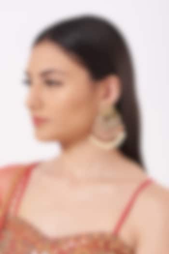 Gold Plated Chandbali Earrings With Onyx Beads by Kiara