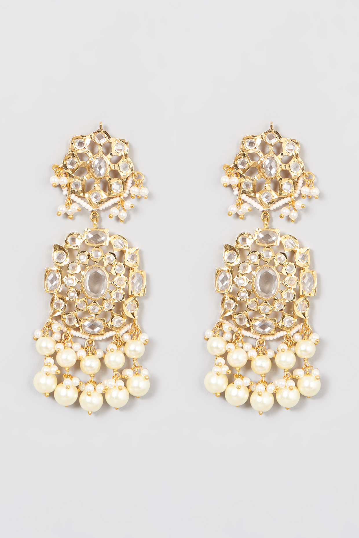Gold Plated Chandbali Earrings With Pearls by Kiara