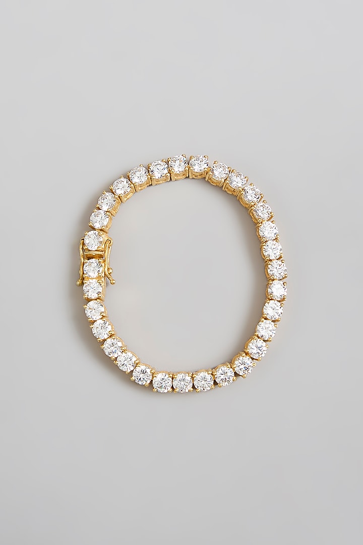 Gold Finish Moissanite Polki Tennis Bracelet In Sterling Silver by Kiara Luxe at Pernia's Pop Up Shop