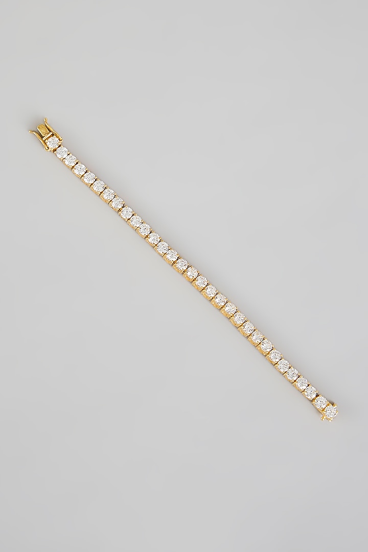 Gold Finish Moissanite Polki Tennis Bracelet In Sterling Silver by Kiara Luxe at Pernia's Pop Up Shop