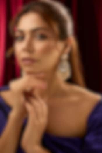 Gold Finish Moissanite Polki & Pearl Droplet Chandbali Earrings In Sterling Silver by Kiara at Pernia's Pop Up Shop