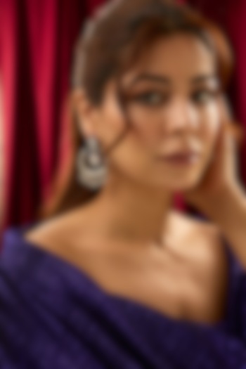 Silver Finish Moissanite Polki Blue Meenakari Dangler Earrings In Sterling Silver by Kiara at Pernia's Pop Up Shop