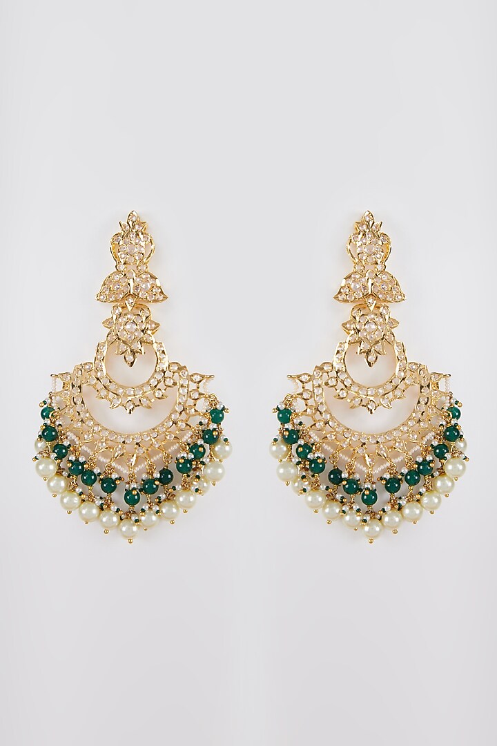 Gold Plated Pearl Chandbali Earrings by Kiara at Pernia's Pop Up Shop
