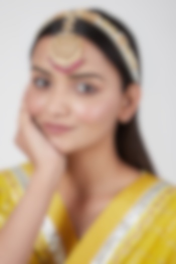 Gold Plated Pearls Mathapatti by Kiara at Pernia's Pop Up Shop