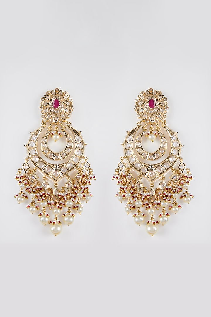 Gold Plated Kundan Chandbali Earrings by Kiara