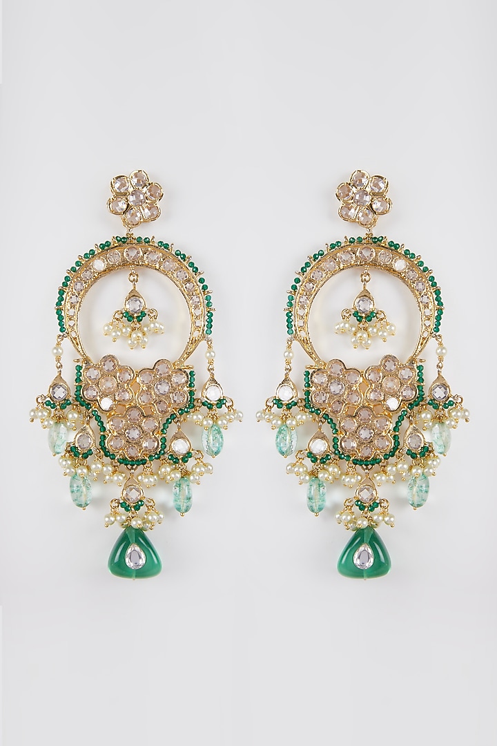 Gold Plated Crystal Chandbali Earrings by Kiara at Pernia's Pop Up Shop