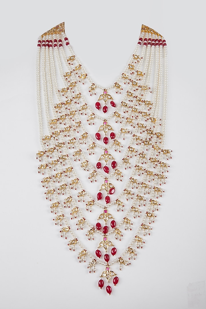 Gold Plated Red Onyx Necklace by Kiara at Pernia's Pop Up Shop