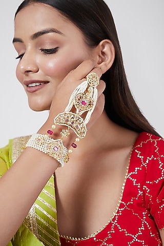 Gold Plated Pearls Bracelet by Kiara