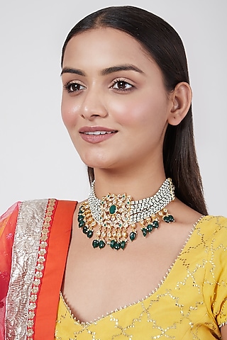 Gold Plated Pearls Choker Necklace by Kiara