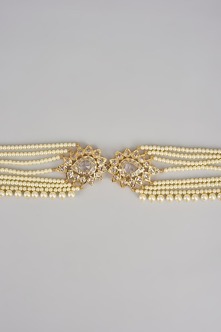 Gold Plated Kundan Polki & Pearl Waistbelt by Kiara at Pernia's Pop Up Shop
