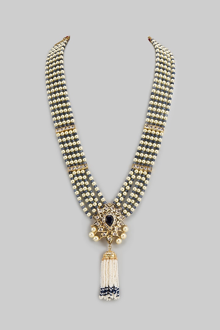 Gold Plated Kundan Polki & Pearl Necklace by Kiara at Pernia's Pop Up Shop
