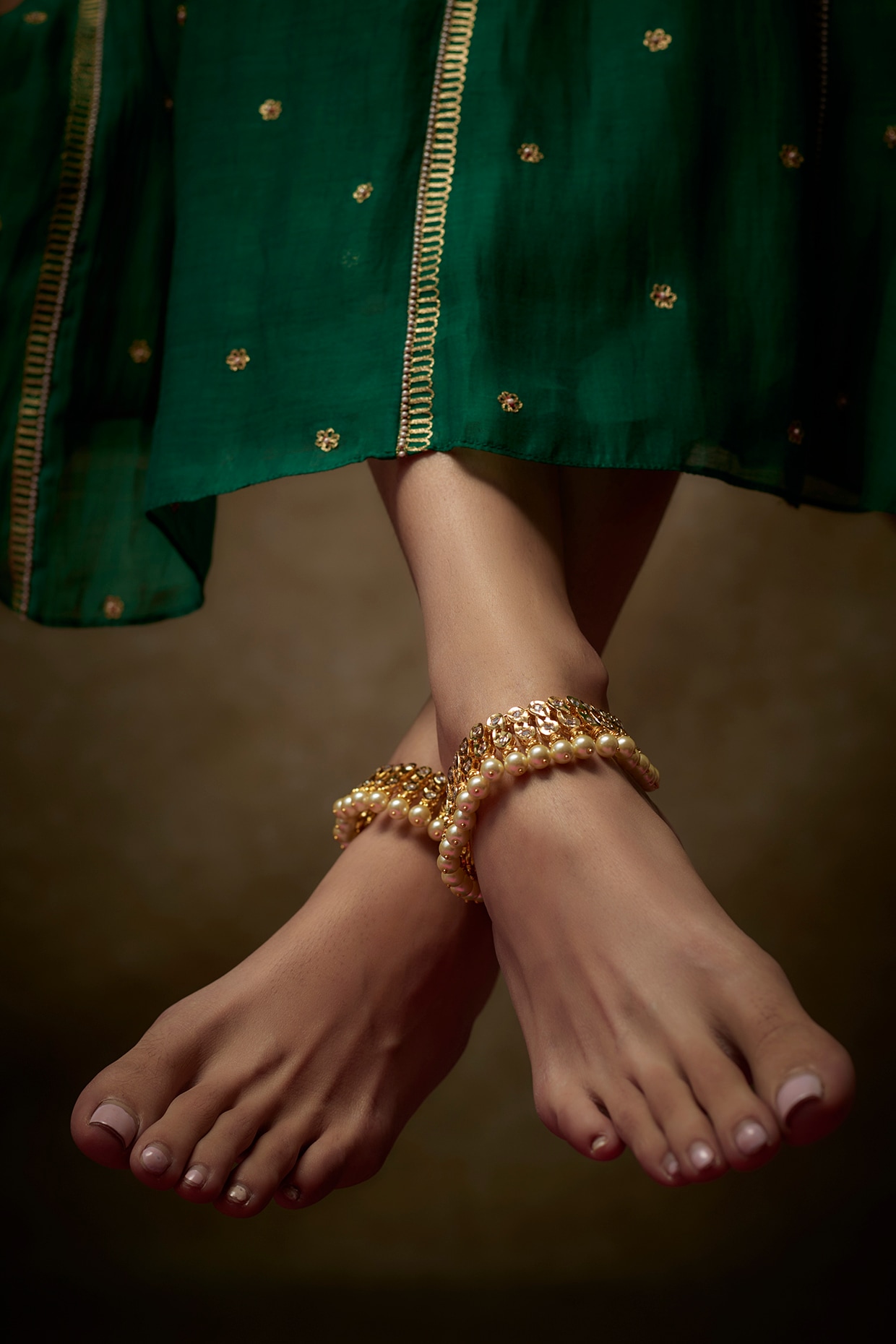Silver Flower Anklet Bracelet Gift Set Indian Payal Boho Summer Beach Feet  — Discovered