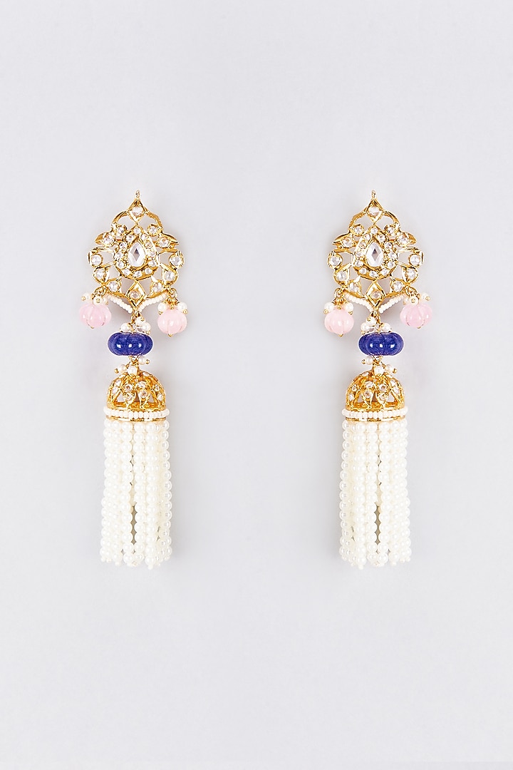 Gold Plated Kundan Polki Jhumka Earrings by Kiara at Pernia's Pop Up Shop