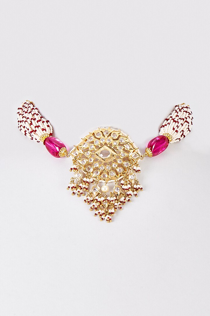 Gold Plated Kundan Polki & Onyx Choker Necklace by Kiara at Pernia's Pop Up Shop