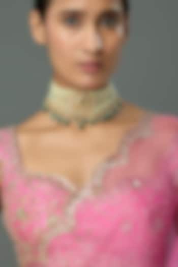 Gold Plated Kundan Polki & Green Onyx Stone Choker Necklace by Kiara at Pernia's Pop Up Shop