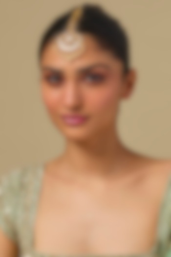Gold Finish Kundan Polki Maangtikka In Sterling Silver by Kiara at Pernia's Pop Up Shop