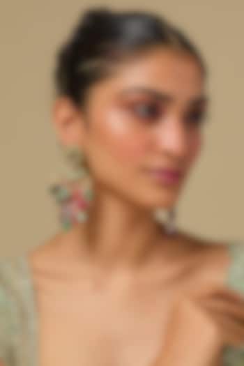 Gold Finish Multi-Colored Stone Chandbali Earrings In Sterling Silver by Kiara Luxe at Pernia's Pop Up Shop