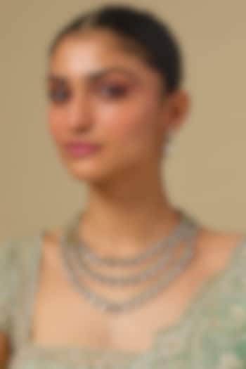 Gold Finish Kundan Polki Layered Necklace Set In Sterling Silver by Kiara Luxe at Pernia's Pop Up Shop