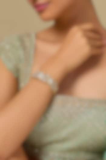 Gold Finish Kundan Polki Bangle In Sterling Silver by Kiara at Pernia's Pop Up Shop