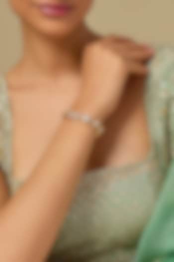Gold Finish Kundan Polki Bracelet In Sterling Silver by Kiara at Pernia's Pop Up Shop