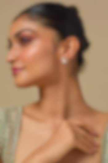Gold Finish Kundan Polki Stud Earrings In Sterling Silver by Kiara at Pernia's Pop Up Shop