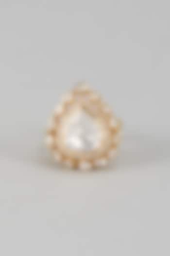 Gold Finish Kundan Polki Ring In Sterling Silver by Kiara at Pernia's Pop Up Shop
