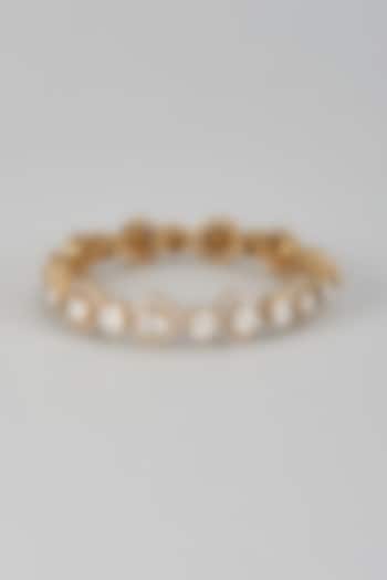 Gold Finish Kundan Polki Bracelet In Sterling Silver by Kiara at Pernia's Pop Up Shop