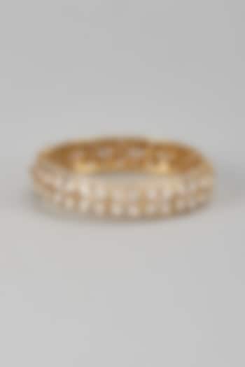 Gold Finish Kundan Polki Bangle In Sterling Silver by Kiara at Pernia's Pop Up Shop