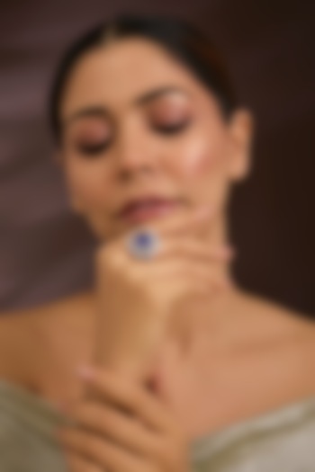 Gold Finish Moissanite Polki & Amethyst Doublet Stone Ring In Sterling Silver by Kiara Luxe at Pernia's Pop Up Shop