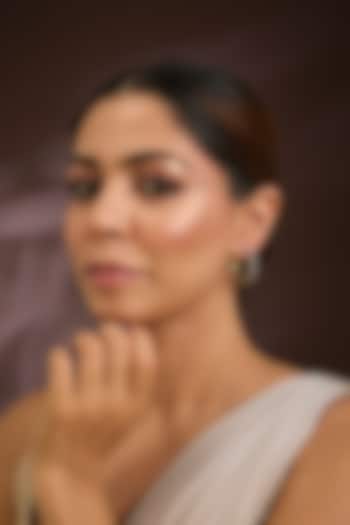 Gold Finish Moissanite Polki Hoop Earrings In Sterling Silver by Kiara Luxe at Pernia's Pop Up Shop