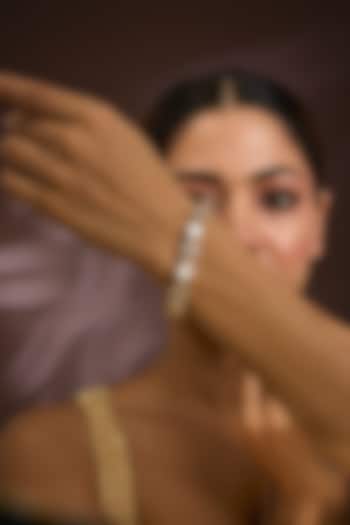 Gold Finish Moissanite Polki & Diamond Bracelet In Sterling Silver by Kiara Luxe at Pernia's Pop Up Shop