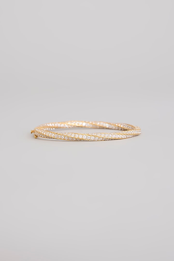 Gold Finish Moissanite Polki Bracelet In Sterling Silver by Kiara Luxe at Pernia's Pop Up Shop
