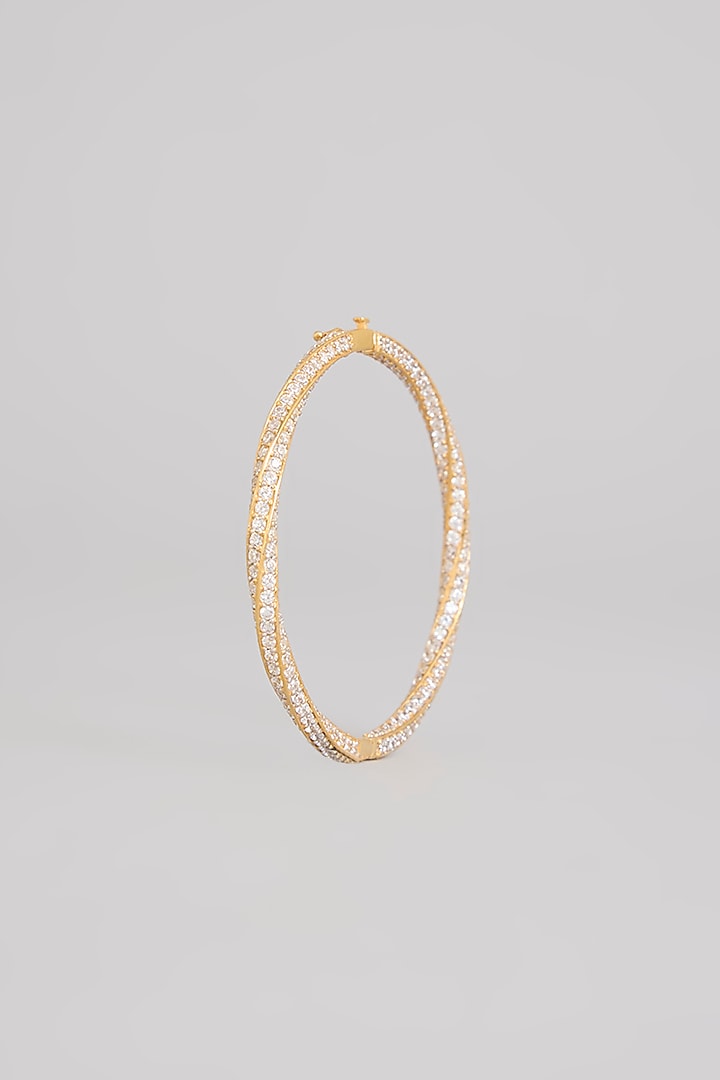 Gold Finish Moissanite Polki Bracelet In Sterling Silver by Kiara Luxe at Pernia's Pop Up Shop