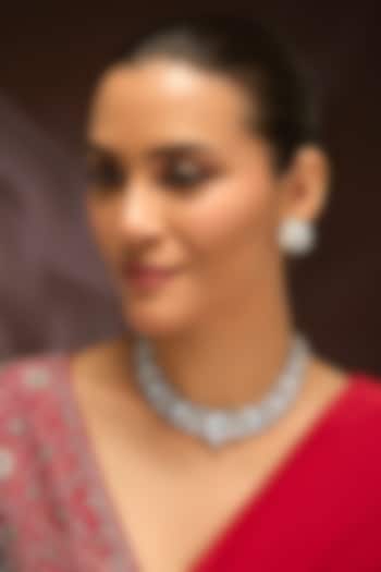 Gold Finish Moissanite Polki Choker Necklace Set In Sterling Silver by Kiara Luxe at Pernia's Pop Up Shop
