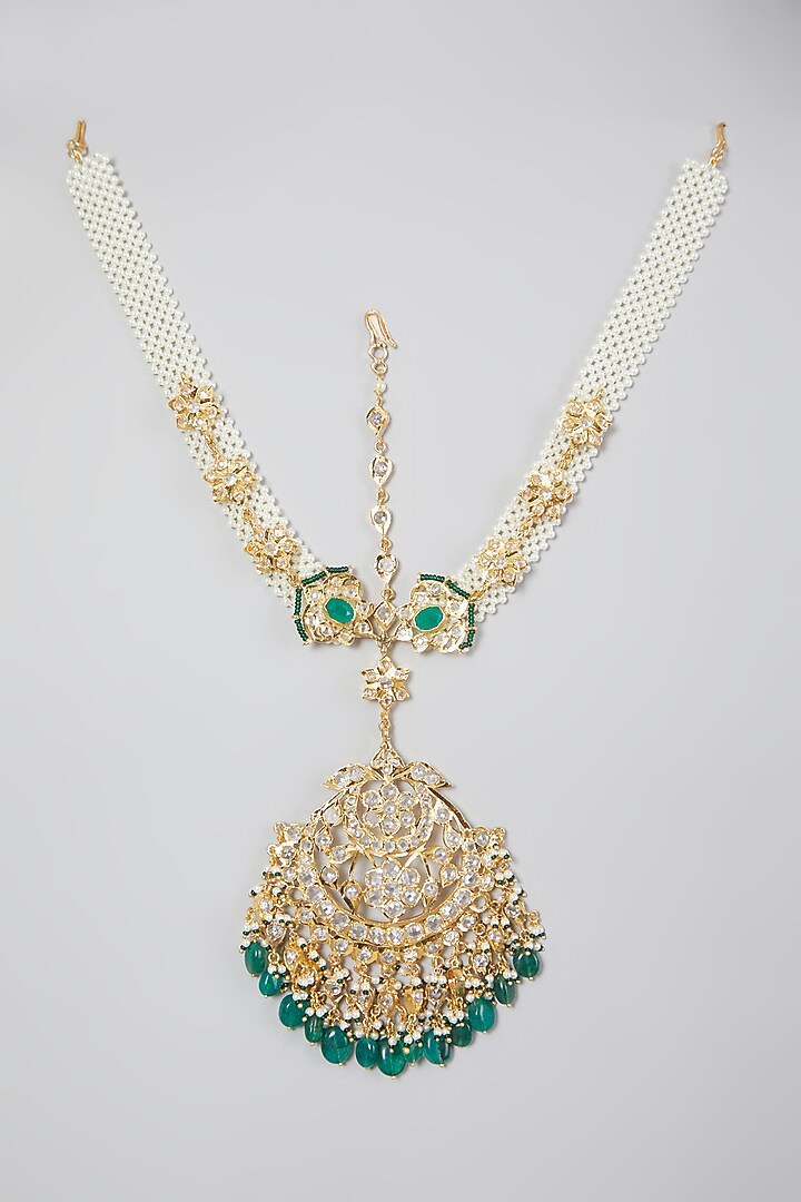 Gold Plated Kundan Polki Matha Patti by Kiara at Pernia's Pop Up Shop