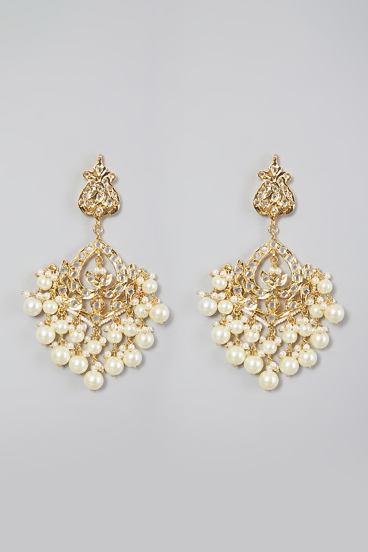 Gold Plated Kundan Polki Chandbali Earrings by Kiara at Pernia's Pop Up Shop