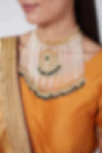 Gold Plated Green Stone Choker Necklace by Kiara at Pernia's Pop Up Shop