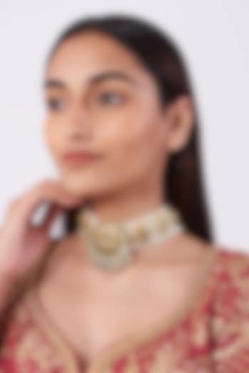 Gold Plated Pearl & Green Onyx Choker Necklace by Kiara at Pernia's Pop Up Shop