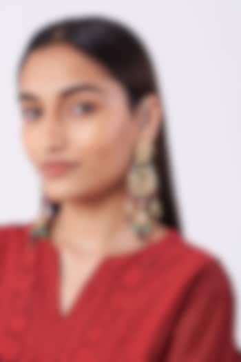 Gold Plated Multi-Colored Stone Chandbali Earrings by Kiara at Pernia's Pop Up Shop