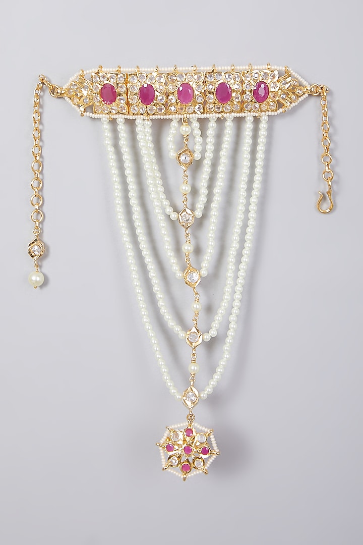 Gold Plated Pearl Haath Phool by Kiara