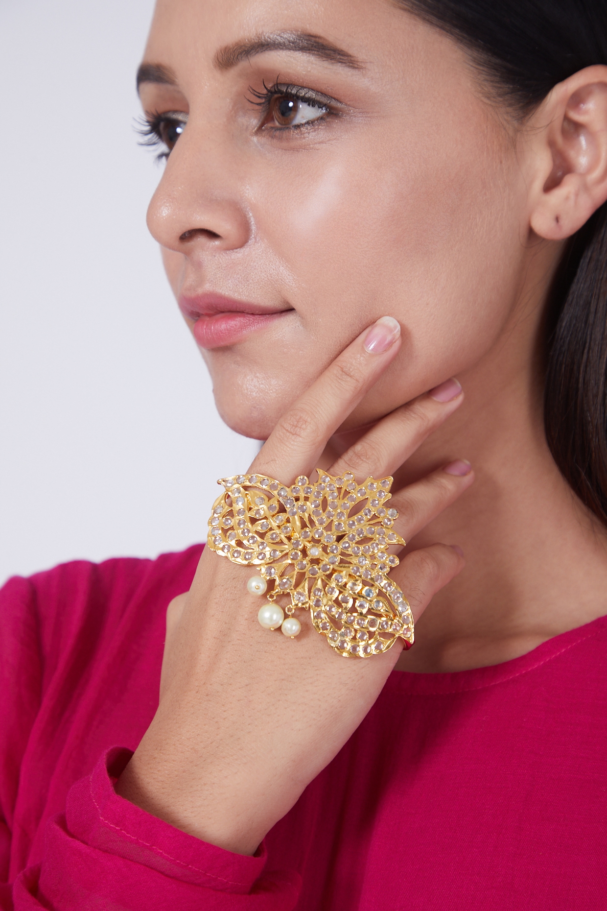 Anabel Aram Jewelry Cubic Zirconia Palm Leaves Cuff Bracelet - Bergdorf  Goodman