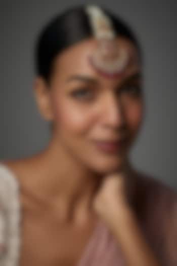 Gold Plated Kundan Polki & Red Onyx Maangtikka by Kiara at Pernia's Pop Up Shop