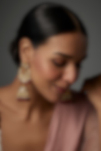 Gold Plated Kundan Polki & Onyx Jhumka Earrings by Kiara at Pernia's Pop Up Shop