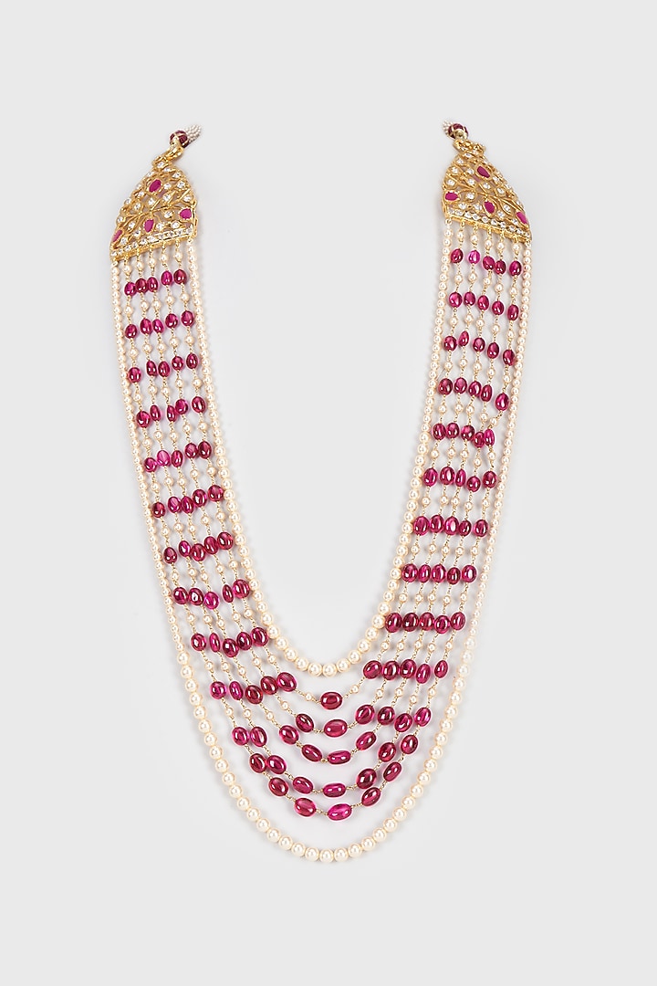 Gold Plated Kundan Polki & Onyx Long Necklace by Kiara at Pernia's Pop Up Shop